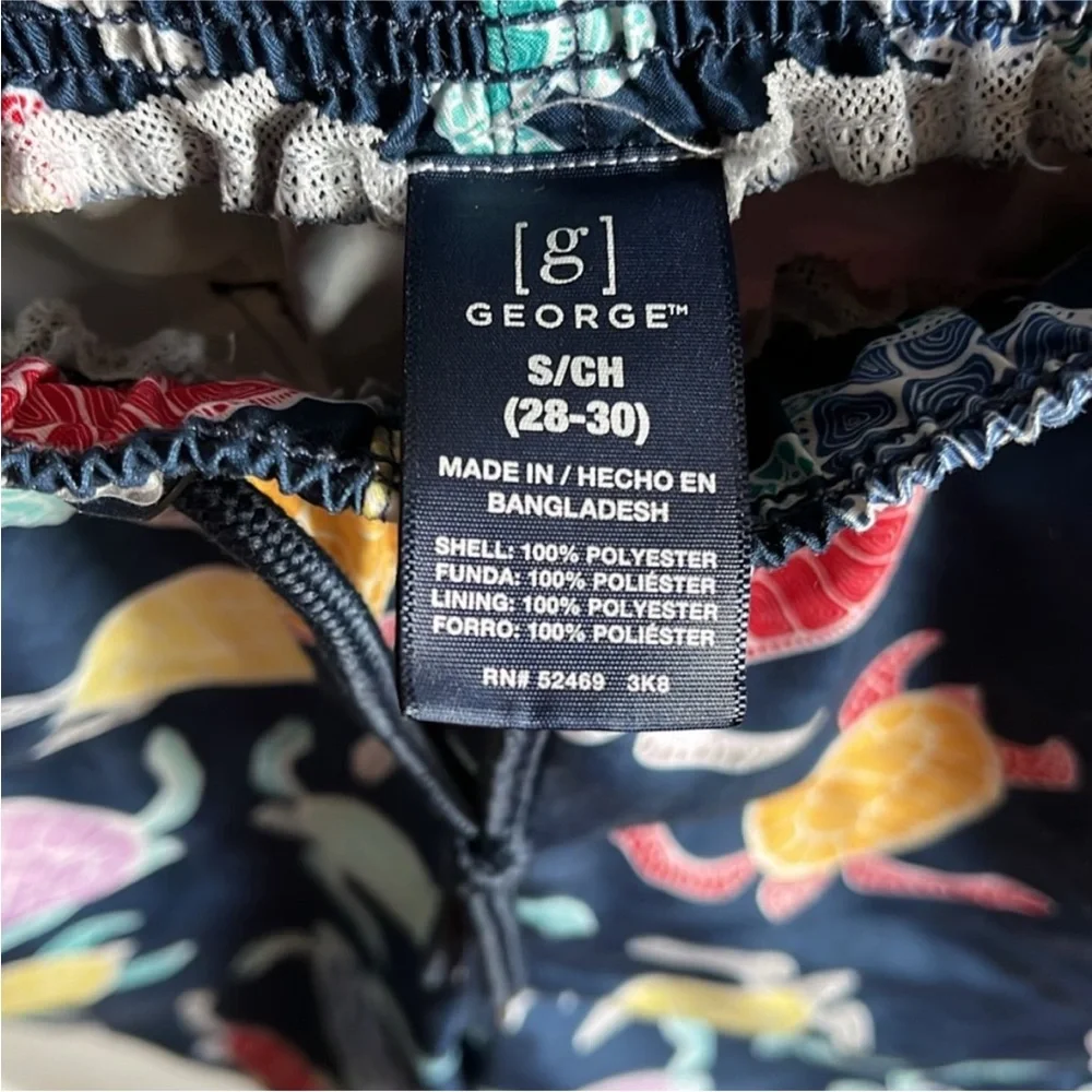 Tropical Sea Turtle Flamingo Print Swim Board Shorts Swimsuit Trunks Small S